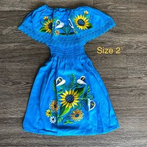 Sunflowers embroidery- Mexican Girls Dress/ Vestido Mexicano